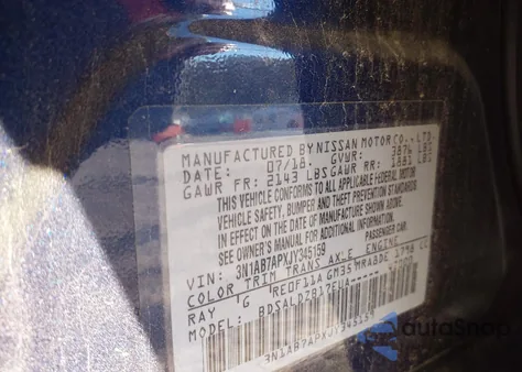 2018 Nissan Sentra Sv from USA, damaged, VIN 3N1AB7APXJY345159
